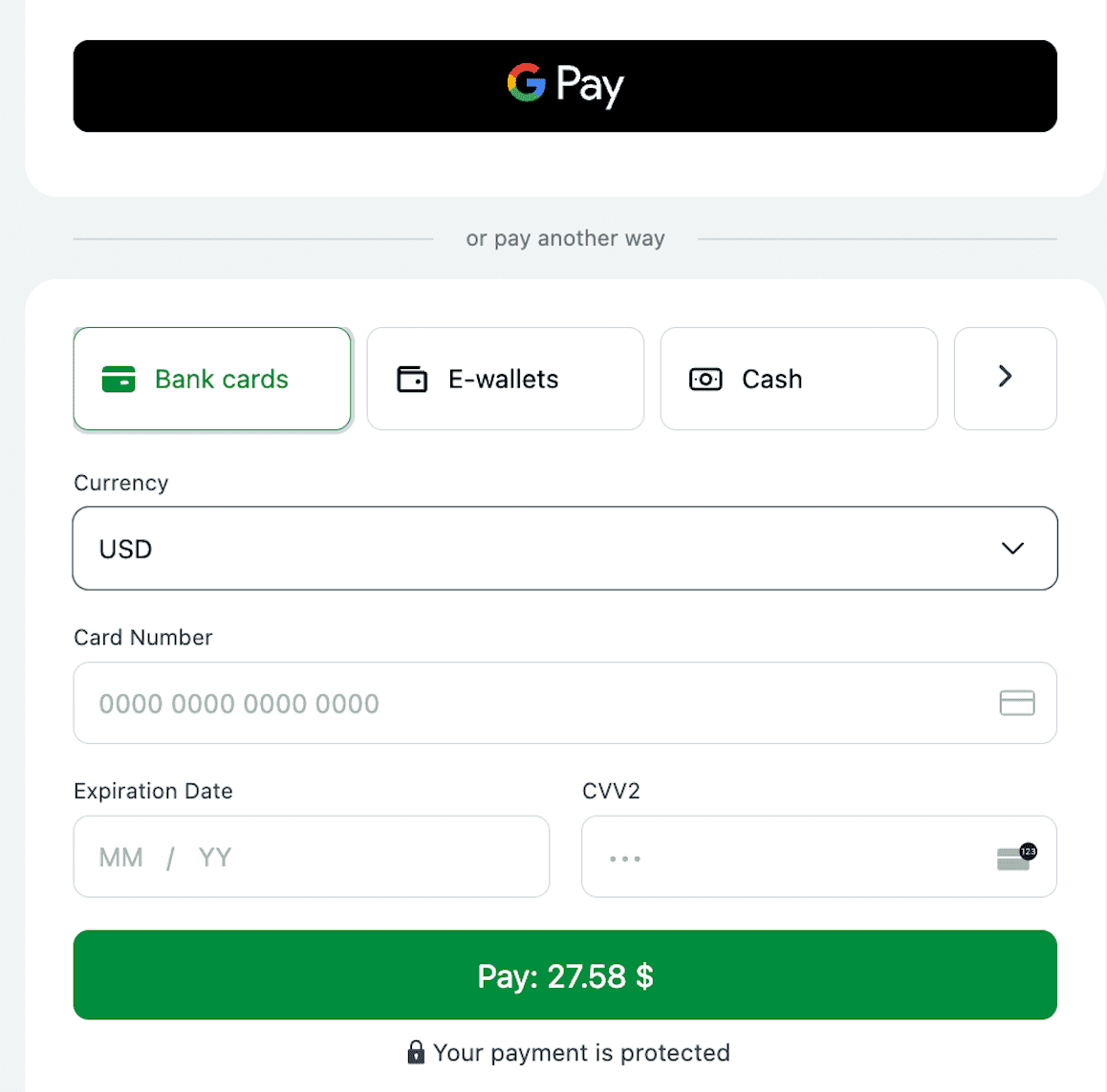 The payment methods